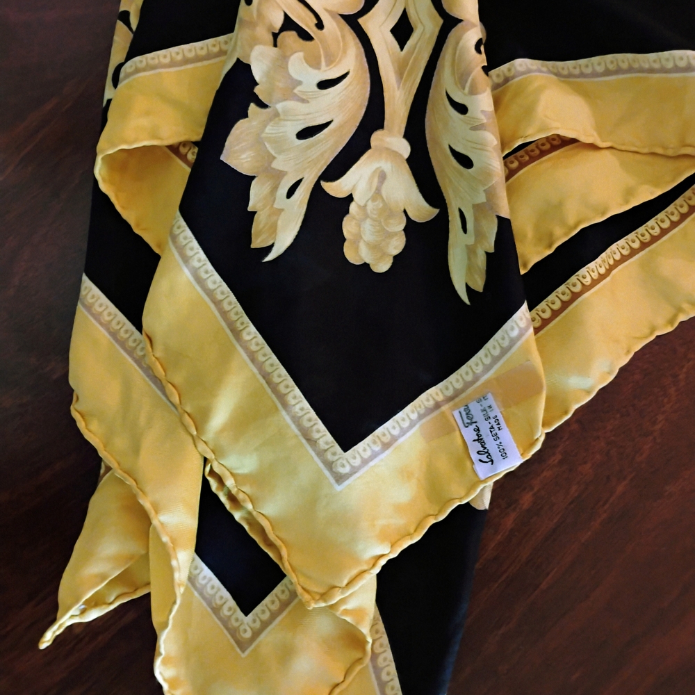 Chic Black And Yellow Patterned Scarf - image 2